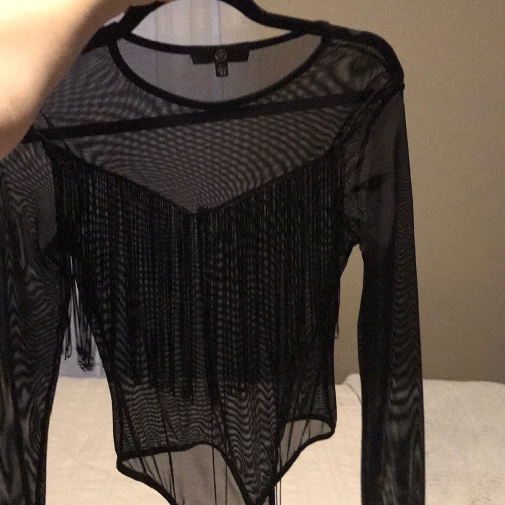 Nastygal fringe black bodysuit